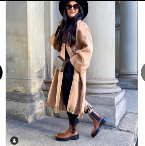 Zara low heeled lug sole  leather ankle boot